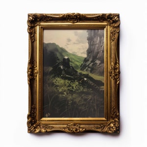 Mittelalterlicher Ritter-Dekor-Mittelalter-Kunstdruck Fantasy Kunst Dark Fantasy-Wand-Kunst-Dunkle Natur-Kunst Perfekt für das Studium Home Office für Fantasy-Liebhaber