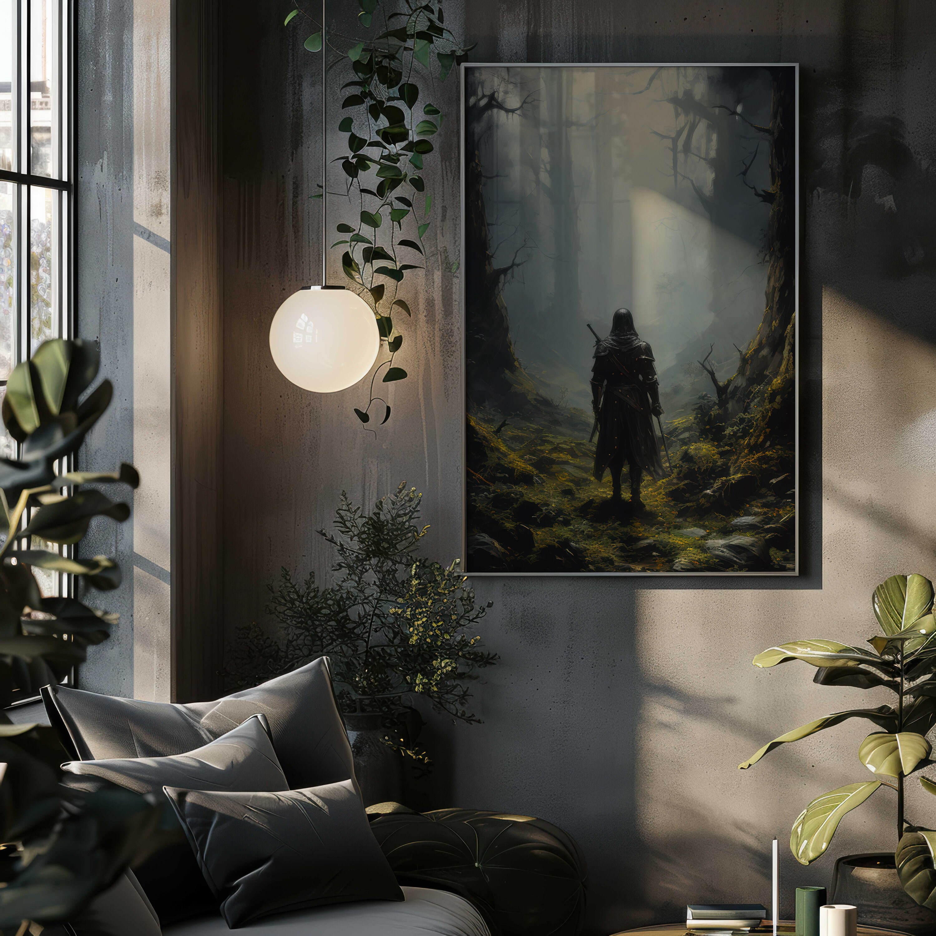 Forest Knight Art Print Medieval Wall Art Dark Nature Wall Decor Dark ...