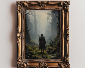 Forest Knight Art Print Medieval Wall Art Dark Nature Wall Decor Dark Fantasy Wall Art Medieval Art Fantasy Decor perfect for Fantasy fans