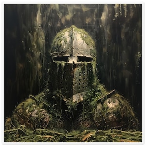 Mittelalterliche Ritter Rüstung Dark Fantasy Kunstdruck Mittelalterliche Deko Fantasy Wall Art Dark Forest Knights Print für Dark Fantasy und Fantasy-Fans Bild 4