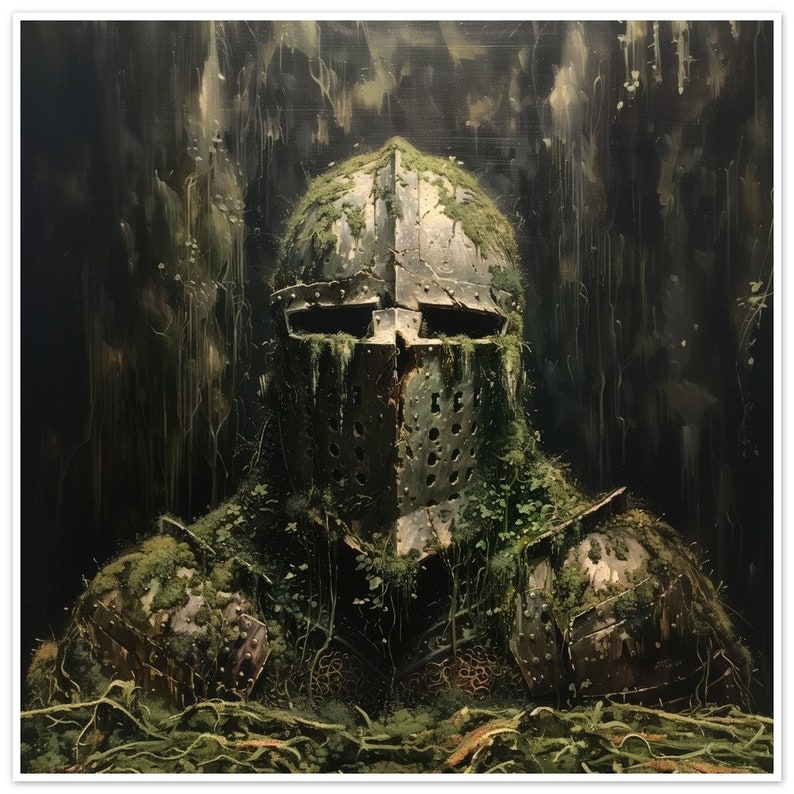 Mittelalterliche Ritter Rüstung Dark Fantasy Kunstdruck Mittelalterliche Deko Fantasy Wall Art Dark Forest Knights Print für Dark Fantasy und Fantasy-Fans Bild 4