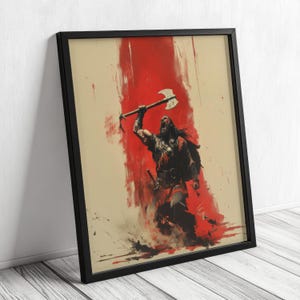 Blutig Wikinger Krieger Poster Krieger Wand Dekor Wikinger Malerei Wand Kunst Druck Geschenk für Männer Kunstdruck für Haus Büro Schlafzimmer