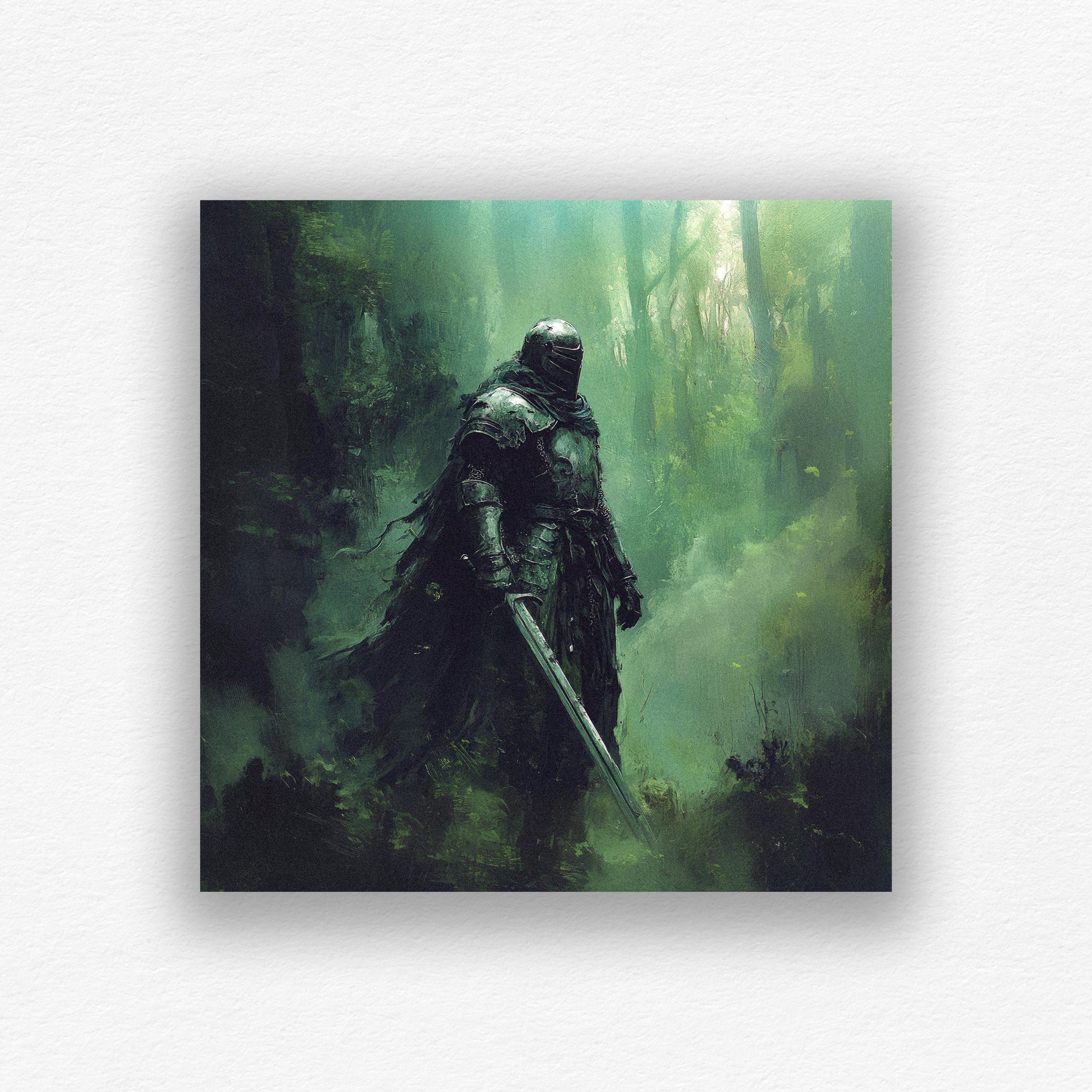 Fantasy Knight Medieval Oil Painting Nature Wall Art Dark Fantasy Wall ...