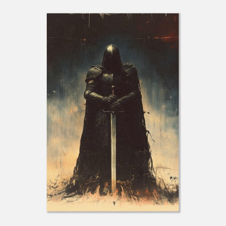 Abstract Knight Medieval Knight Wall Art Abstract Wall Decor Gothic Art Print Wall ...