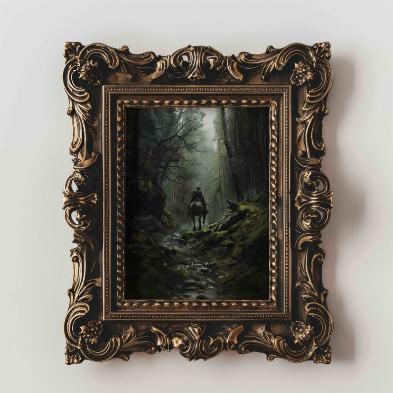 Dark Forest Knight Art Print Medieval Dark Wall Decor Fantasy Dark ...