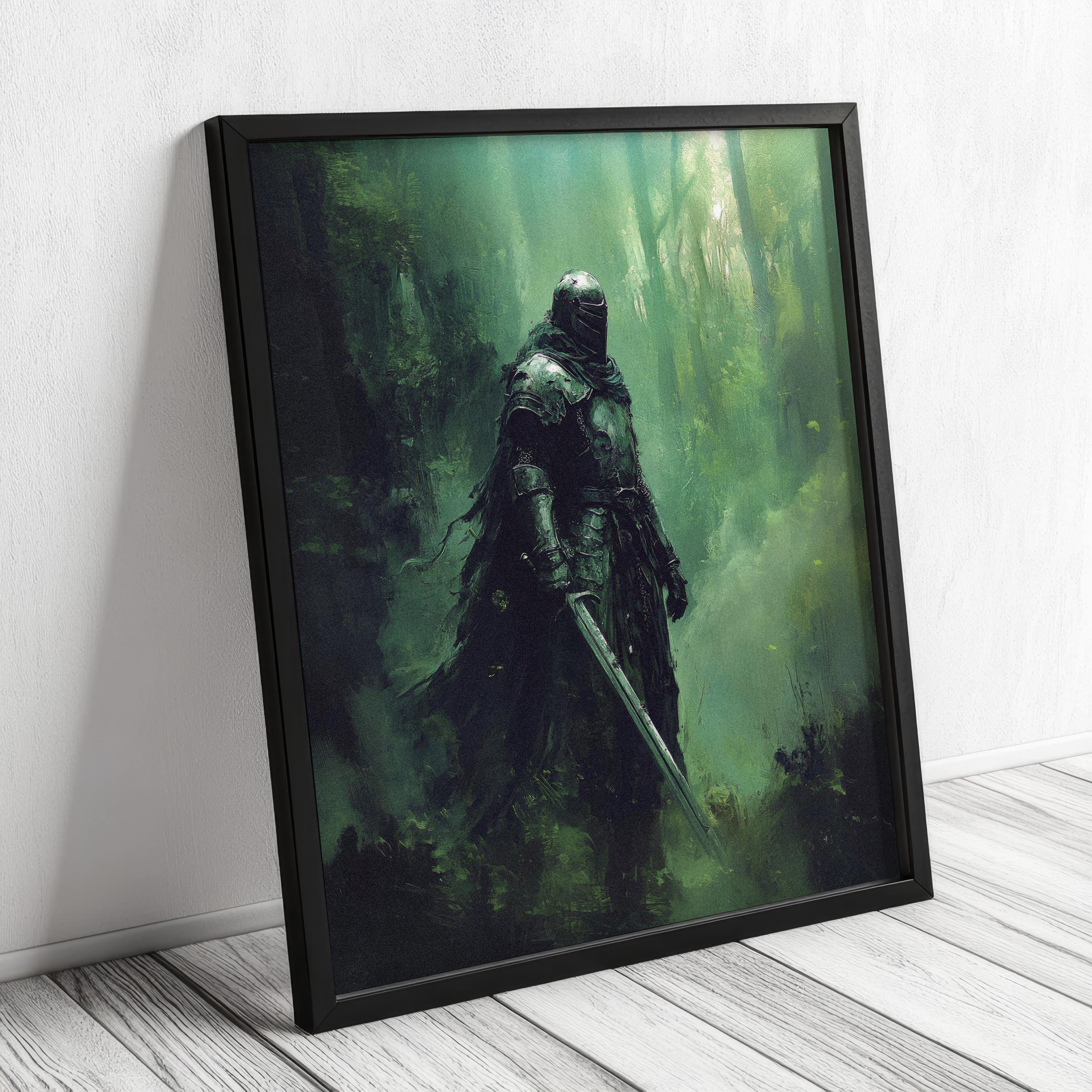 Fantasy Knight Medieval Oil Painting Nature Wall Art Dark Fantasy Wall ...