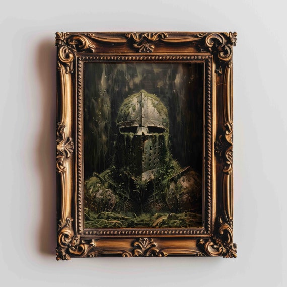 Medieval Knight Armor Dark Fantasy Art Print Medieval Decor Fantasy Wall Art Dark Forest Knight Print for dark fantasy and fantasy fans