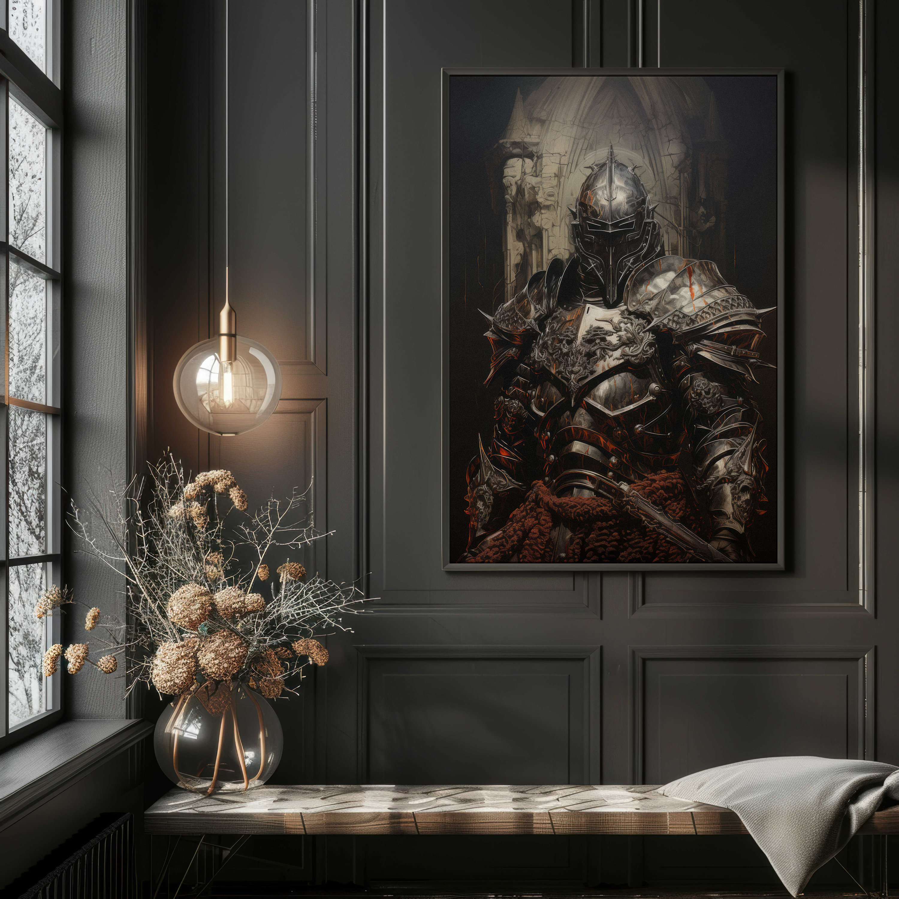 TEMPLE GUARD, Knight Art Print, Medieval Wall Art, Gothic Wall Decor ...