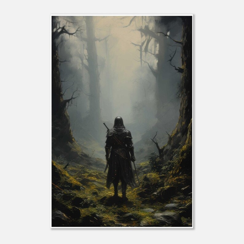 Forest Knight Art Print Medieval Wall Art Dark Nature Wall Decor Dark ...