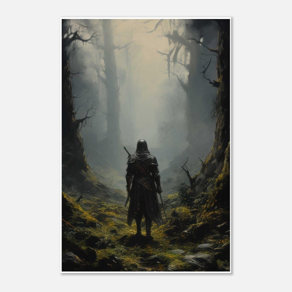 Forest Knight Art Print Medieval Wall Art Dark Nature Wall Decor Dark ...