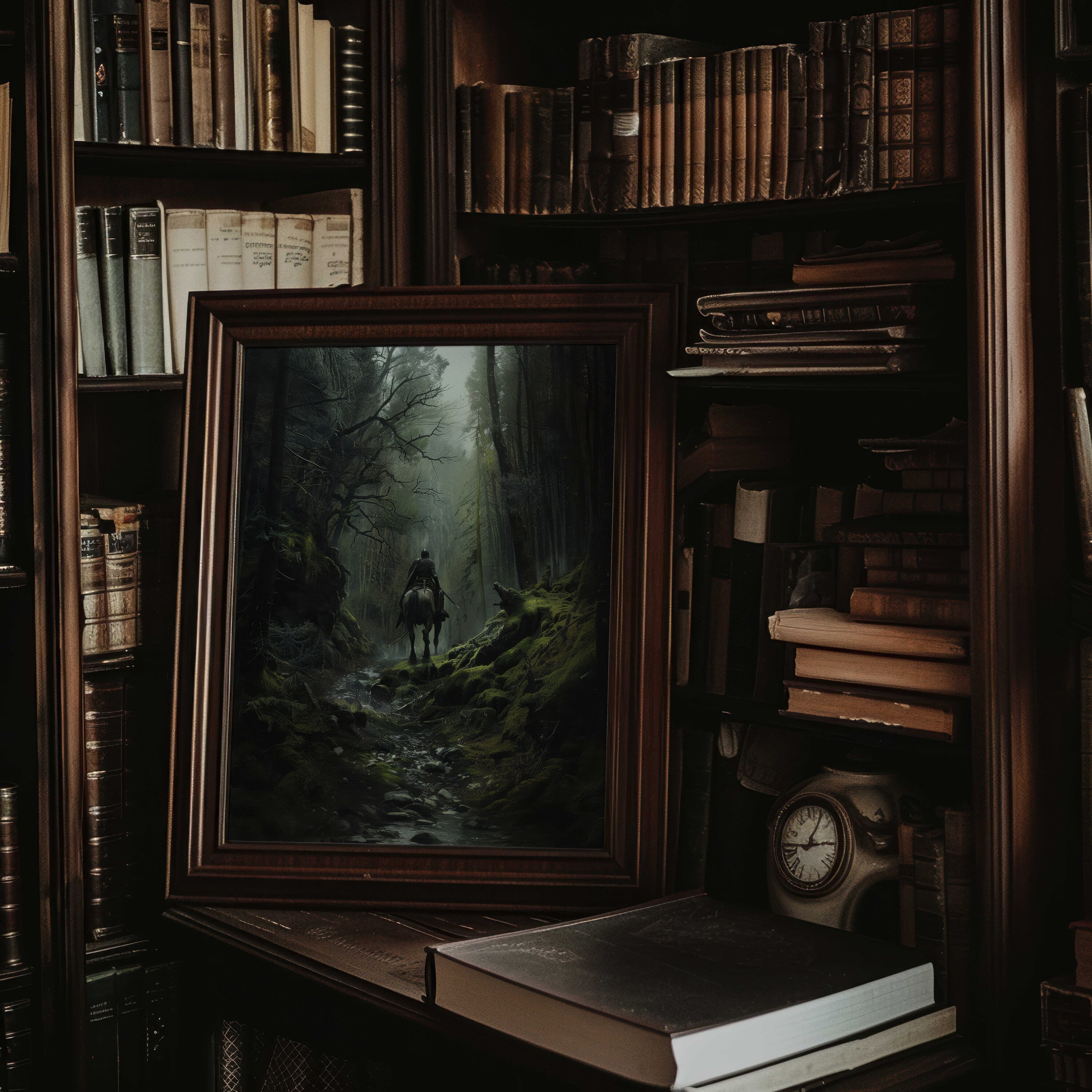 Dark Forest Knight Art Print Medieval Dark Wall Decor Fantasy Dark ...