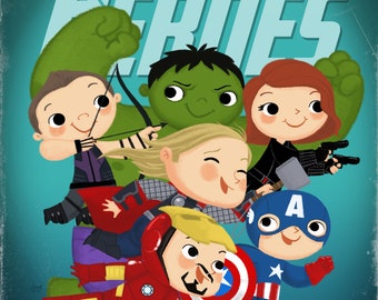 Earth's Mightiest Little Heroes 5x7 POSTCARD