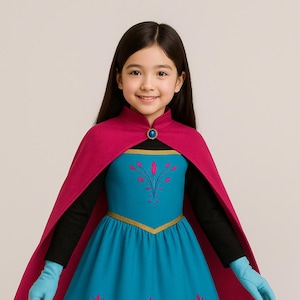 Kids Magical Gown, Themed Party Dress, Elegant Child Costume for Play, Fairytale Princess Dress, Little Girl&#39;s Blue Ball Gown, Royal Attire