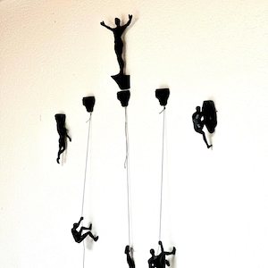 Art  Rock Climber Sculpture. Hanging Wall Travel Sport decor.wall Climbing Men ,Adventurer Zero Gravity figurine.Ideas christmas dad gifts