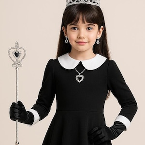 Children&#39;s Mysterious Halloween Dress, Elegant Fantasy Outfit, Goth-Inspired Costume, Black baby girl dress, Cosplay costume, Birthday dress