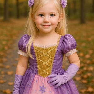 Girls Princess Dress, Purple Fairytale Costume, Birthday Party Gown, Toddler Dress Up Outfit with Tiara, Children&#39;s Purple Fantasy Gown