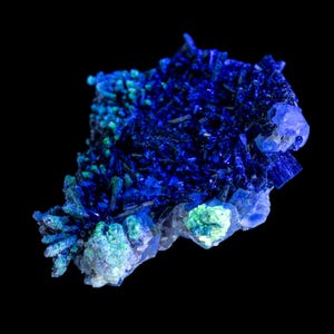 Green fluorite with black tourmaline, uv reactive crystal cluster from namibia, raw fluorite and schorl, natural crystal gift for collectors