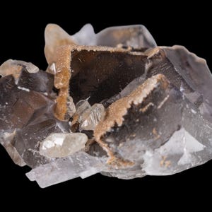 Fluorita con cuarzo de Pakistán, grupo de fluorita ahumada, cristal de fluorita raro, espécimen mineral natural, pieza de exhibición para coleccionistas.