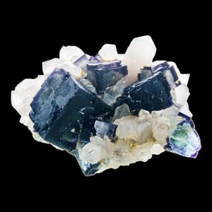 Purple fluorite cluster with quartz, raw crystal specimen, namibian fluorite, healing crystal, mineral for collection, crystal decor