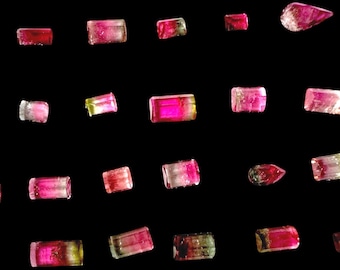 Gemas de turmalina sandía, turmalina rosa verdosa facetada natural, lote de gemas sueltas bicolores, gemas de turmalina brasileña, gemas talladas