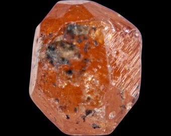 Natural orange spessartine garnet crystal from tanzania, raw garnet specimen for collectors, vivid orange mineral for display
