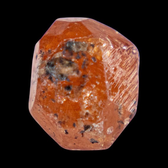 Natural orange spessartine garnet crystal from tanzania, raw garnet specimen for collectors, vivid orange mineral for display