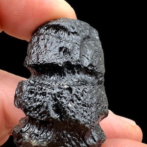 Black tektite rizalite from philippines, natural meteorite impact glass specimen, rare australasian tektite collectible mineral