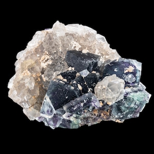 Fluorite with calcite rosette, okorusu namibia, large fluorite crystal cluster, deep purple green fluorite, natural mineral specimen