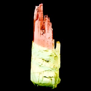 Watermelon tourmaline crystal scepter, natural bicolour green and pink tourmaline from brazil, raw mineral specimen for collectors