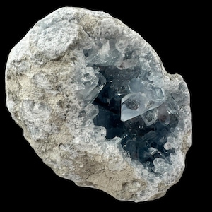 Celestite geode crystal cluster blue celestite mineral from madagascar raw display crystal for decor or spiritual use crown chakra support