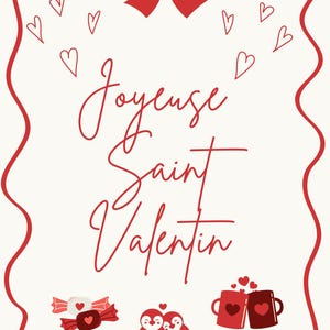 Carte de Saint-Valentin numérique - Amour et Pingouins /  Digital Valentine's Day - Card Love et Penguins