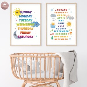 Days & Months of the Year Printable Posters – Nursery Wall Art Bundle ...