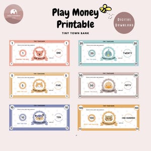Printable Play Money for Kids – Educational Toy Bank Notes with Animals for Learning Currency & Pretend Play Fun - Nursery Digital Download