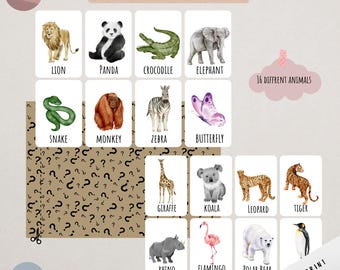 Animal Flashcards for Kids – Printable Learning Cards | Educational Digital Download | Toddler & Preschool Activity Cards Set