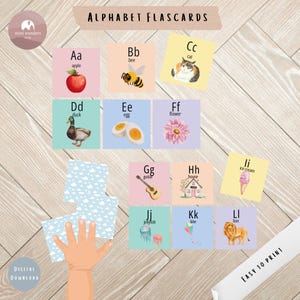 Schede didattiche stampabili con l&#39;alfabeto di grandi dimensioni per bambini / Apprendimento delle lettere dalla A alla Z / Attività educative e Montessori da scaricare digitalmente