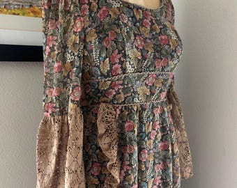 ヴィンテージ 1970年代 花柄ボイル プレーリードレス