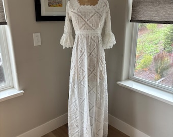 Vintage 1970's Handmade Mexican Wedding Dress
