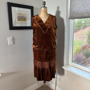 Vintage 1920s Velvet Dress 1920s Velvet Drop Waist 1920's Dress