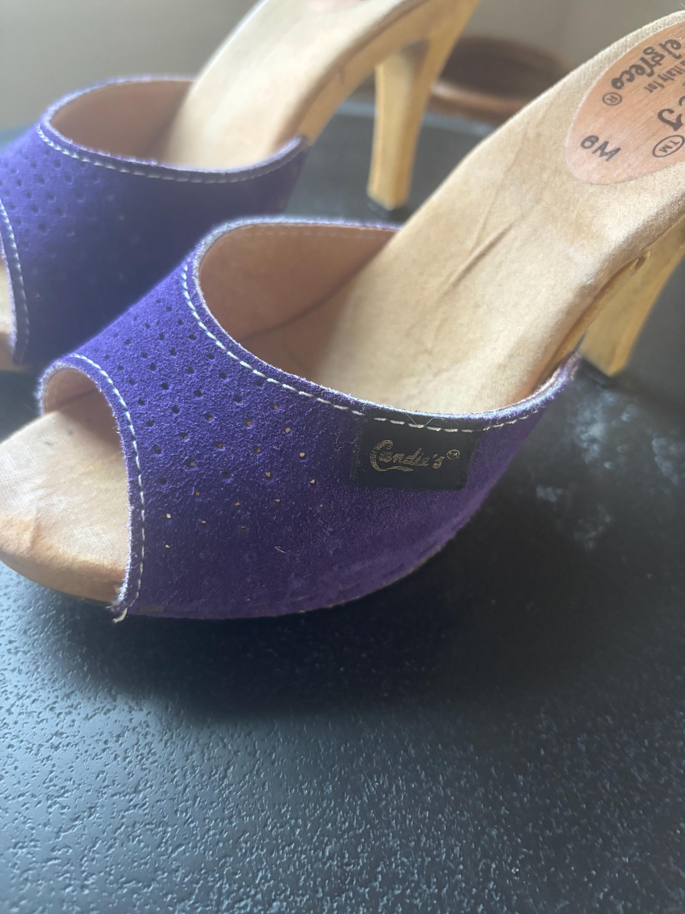 Sabots Plateforme Vintage Années 70 Rouge Blanc Bleu Taille 7.5 US - Occasion