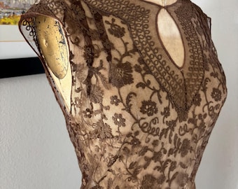 Antique 1920's Art Deco Lace and Tulle Dress