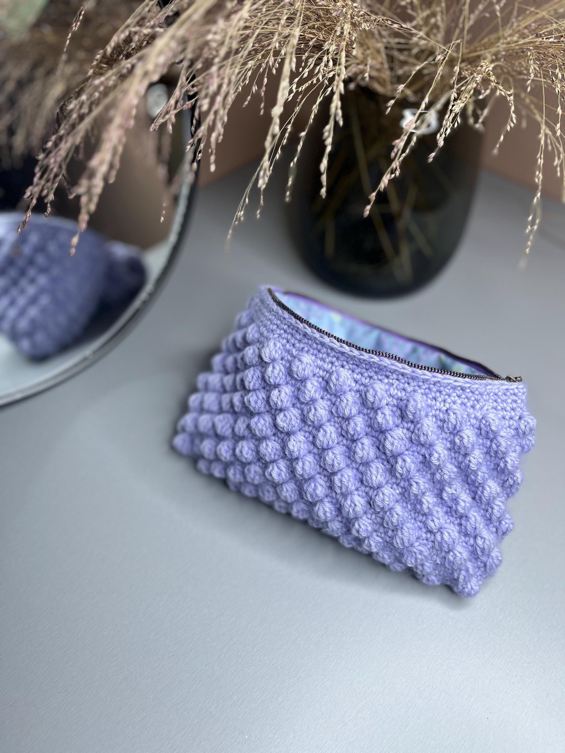 Modello per pochette all'uncinetto a punto bolla: borsa per