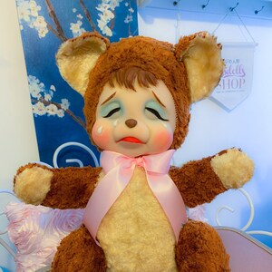 VTG Original Rushton Plush Stuffed Animal Rubber Face Pouty Crying