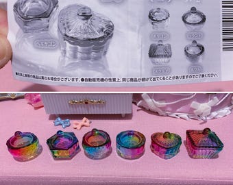 ggsdolls Finds: Gatcha Rainbow Glass Miniature Trinket Dish w Lid Japan