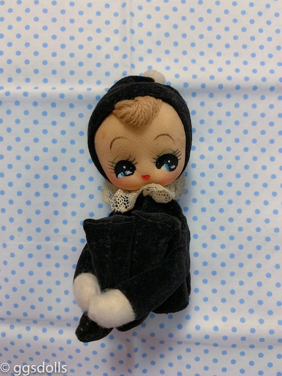 VTG Japan Big Eye Mod Black Kneehugger Pierrot Pose Doll VTG Japan Big Eye Mod Black Kneehugger Pierrot Pose Doll