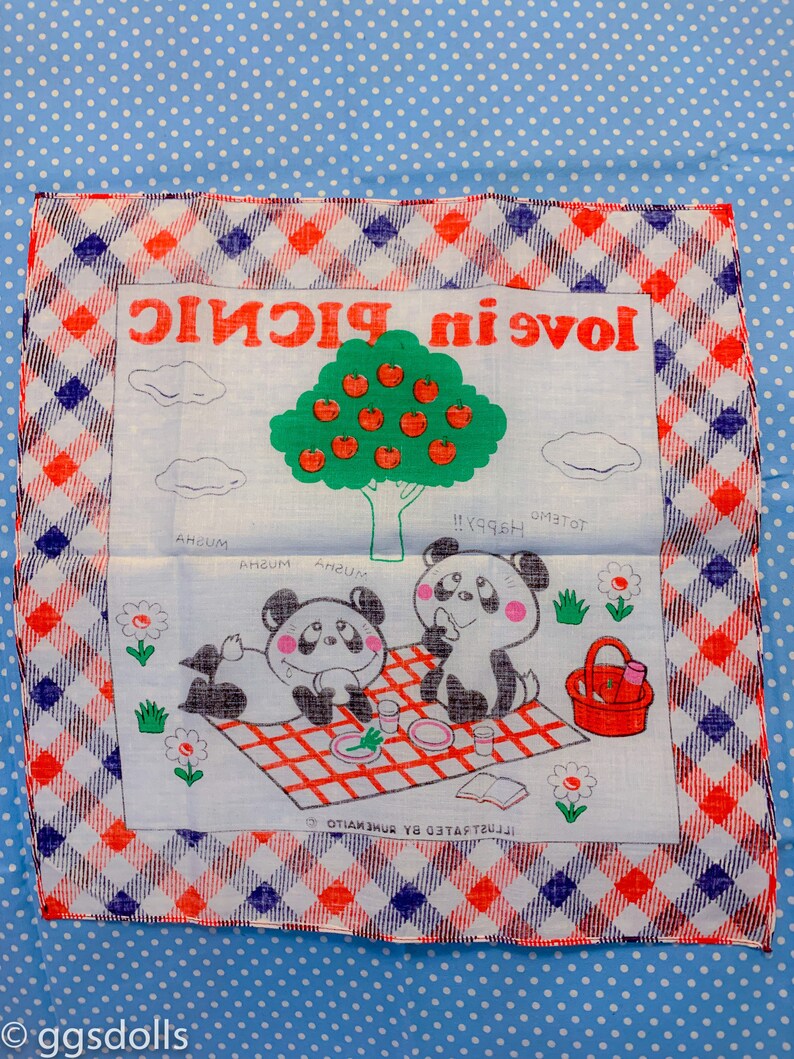 VTG Kitsch Rune Naito Art Plaid Panda Love in Picnic - Etsy