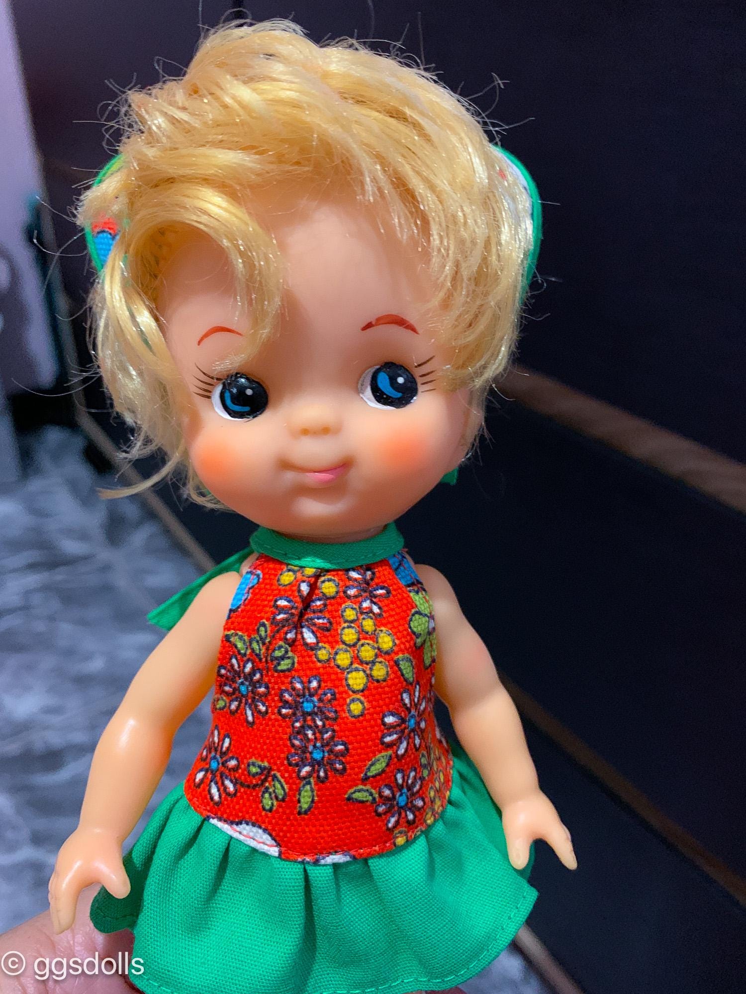 Vtg Japan Mod 60s Big Eyed Mod Girl Doll W Blonde Bubblecut Like