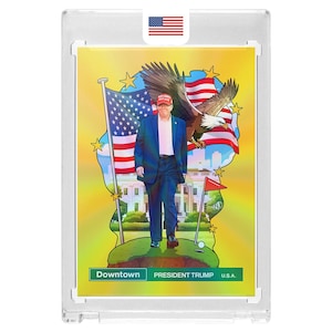 Custom President Donald Trump MAGA Gold Prizm Holographic Downtown Style USA Novelty Sports Trading Card Read Description