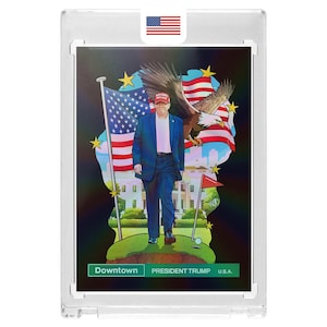 Custom President Donald Trump MAGA Black Prizm Holographic Downtown Style USA Novelty Sports Trading Card Read Description