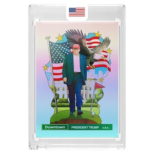 Custom President Donald Trump MAGA Rainbow Foil Prizm Holographic Downtown Style USA Novelty Sports Trading Card Read Description