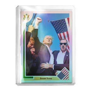 Custom President Donald Trump MAGA Rainbow Foil Prizm Holographic 91 Upper Deck Style Assassination Attempt Novelty Trading Card Read Descr.